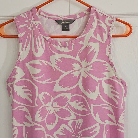 Natural Reflections‎ Everyday Knit Tank Dress Pink Floral Small Tropical Summer - Picture 2 of 6